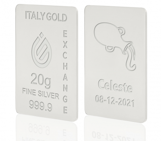 Lingou de Argint Pur semn zodiacal Vărsător 20 g. IGE GOLD