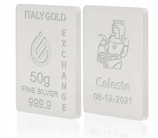 Sztabka Czyste Srebro 50 gr. Bogini Fortuna  IGE GOLD