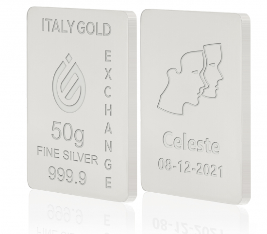 Lingote de Plata Pura 50 gr. signo zodiacal Géminis IGE GOLD