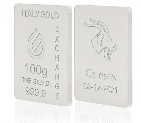 Reines Steinbock Tierkreiszeichen Silberbarren aus 100 g IGE GOLD