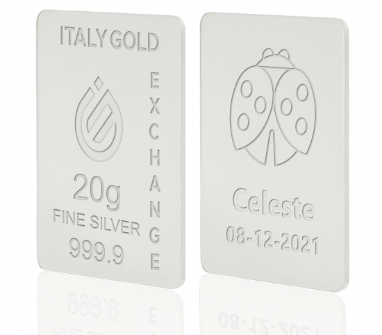 Lingot Argent Pur 20 g. Coccinelle porte-bonheur IGE GOLD
