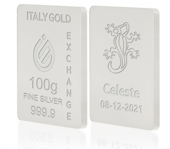 Lingote de Plata Pura 100 gr. salamandra afortunada IGE GOLD
