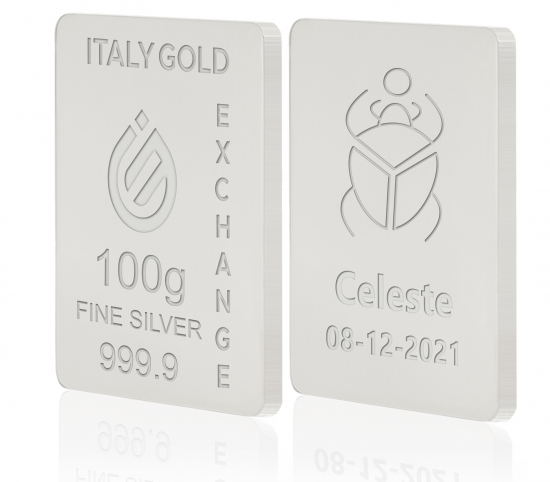Lingote de Plata Pura 100 gr. Escarabajo de la suerte IGE GOLD
