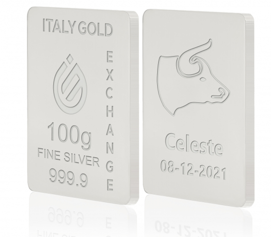 Lingot Argent Pur 100 g. signe du zodiaque Taureau IGE GOLD