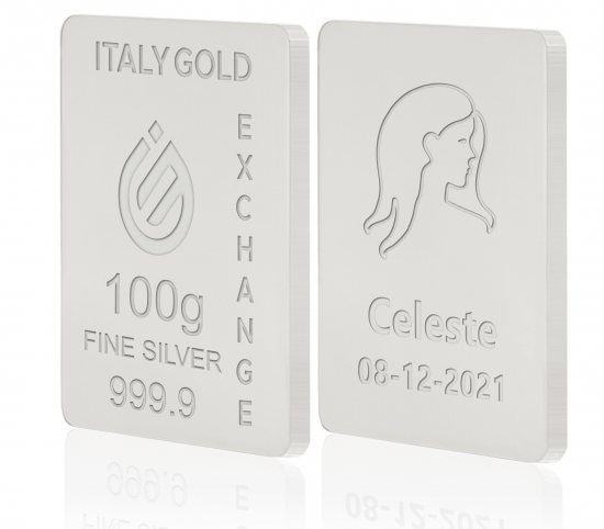 Reines Jungfrau Tierkreiszeichen Silberbarren aus 100 g IGE GOLD