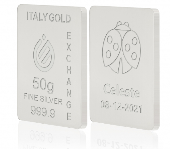 Sztabka Czyste Srebro 50 gr.  Biedronka szczęścia  IGE GOLD