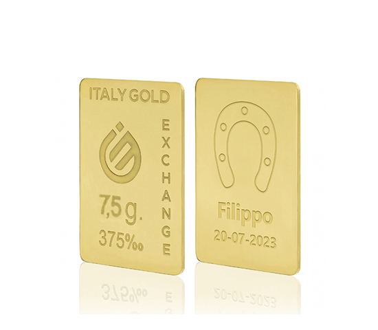 Lingotto Oro regalo 9Kt da 7,5 gr. Ferro di Cavallo portafortuna  IGE GOLD