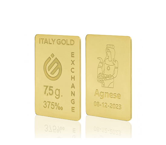 Lingotto Oro regalo 9Kt da 7,5 gr. Dea della Fortuna  IGE GOLD