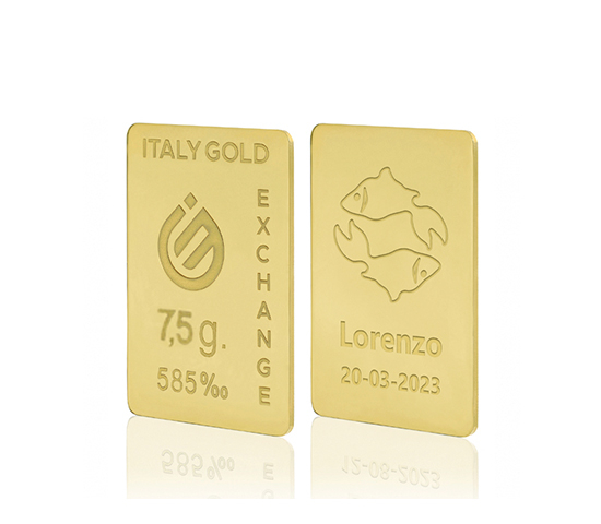 Lingot Or 14 ct. de 7,5 g. signe du zodiaque Poissons  IGE GOLD