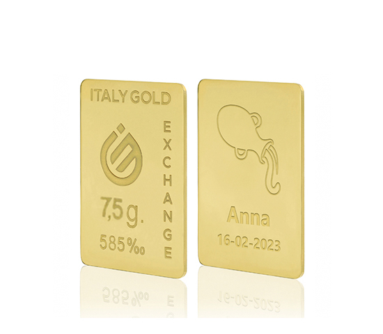 Lingot Or 14 ct de 7,5 g. signe du zodiaque Verseau  IGE GOLD