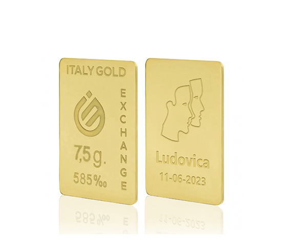 Lingotto Oro 14Kt da 7,5 gr. segno zodiacale Gemelli  IGE GOLD