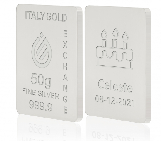 Lingotto Argento Puro 50 gr. per Compleanno  IGE GOLD