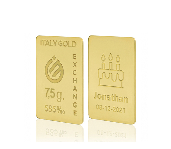 Lingotto Oro 14Kt da 7,5 gr. per Compleanno  IGE GOLD