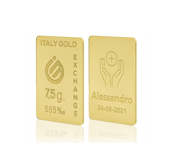 Lingotto Oro 14Kt da 7,5 gr. per Comunione  IGE GOLD