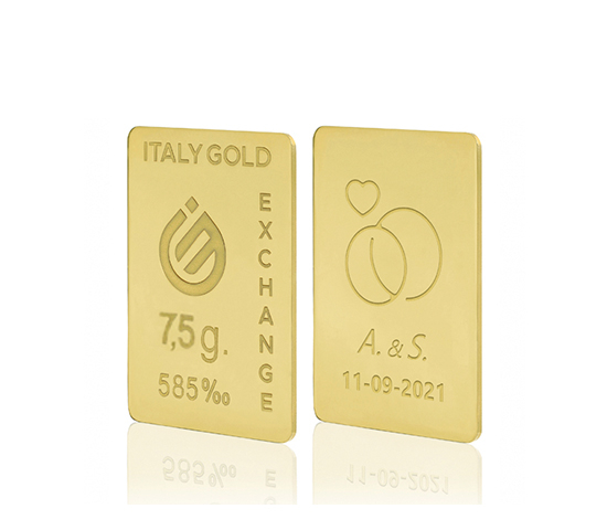 Lingotto Oro 14Kt da 7,5 gr. per Matrimonio  IGE GOLD