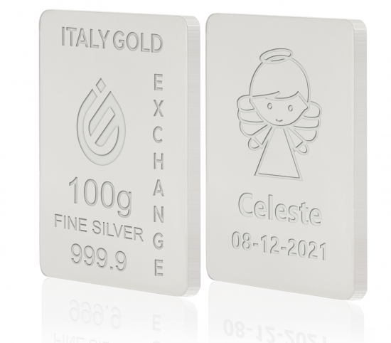 Lingotto Argento Puro 100 gr. per Battesimo  IGE GOLD