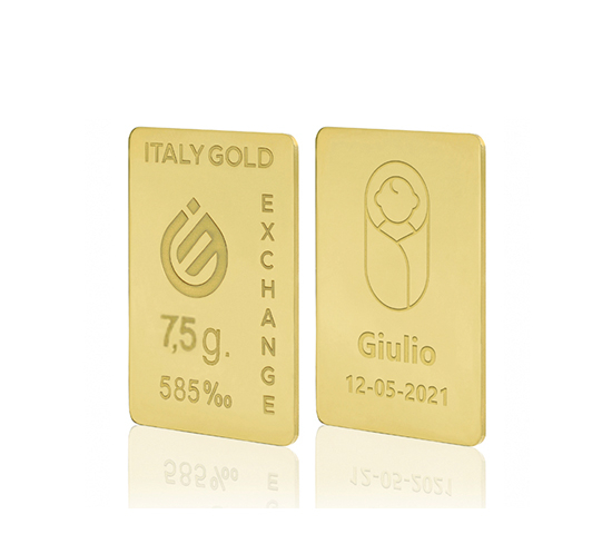 Sztabka Złota w prezencie na Narodziny  14Kt 7,5gr IGE GOLD
