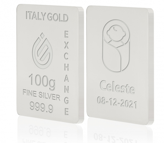 Lingotto Argento Puro 100 gr. per Nascita  IGE GOLD