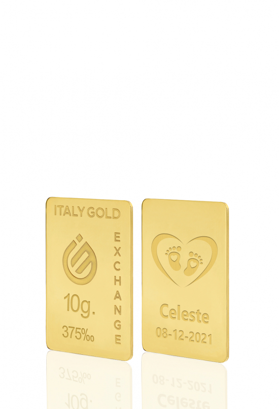 Lingou  de Aur cadou pentru Naștere 9K de 10 g.  IGE GOLD