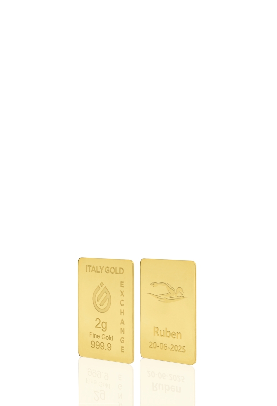Lingotto Oro 24Kt da 2 gr. sport nuoto IGE GOLD