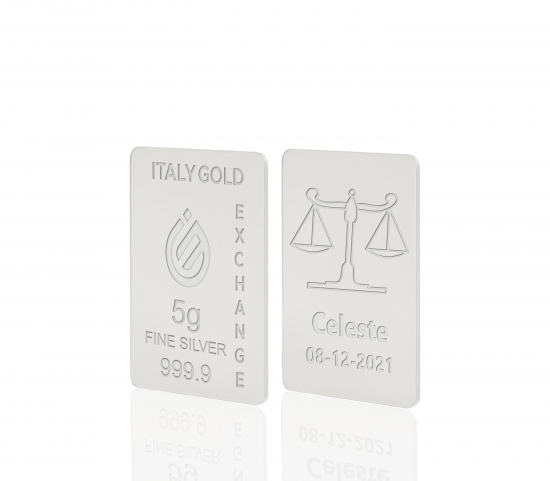 Lingot Argent Pur 5 g. signe du zodiaque Balance IGE GOLD