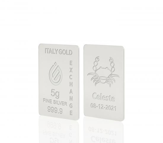 Lingotto Argento Puro 5 gr. segno zodiacale Cancro  IGE GOLD
