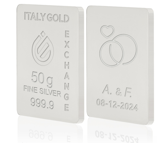 Lingotto Argento Puro 50 gr. per Matrimonio  IGE GOLD