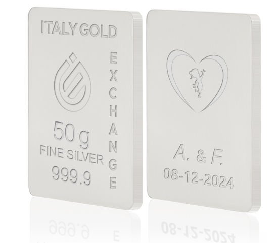 Lingou de Argint Pur cadou pentru Căsătorie de 50 g. IGE GOLD