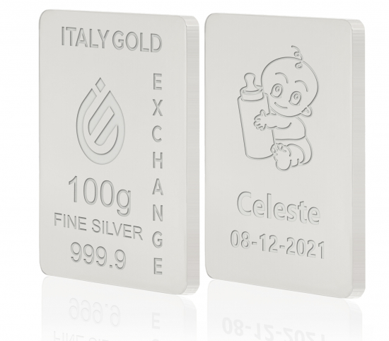 Reines Geburtsgeschenk Silberbarren aus 100 g IGE GOLD