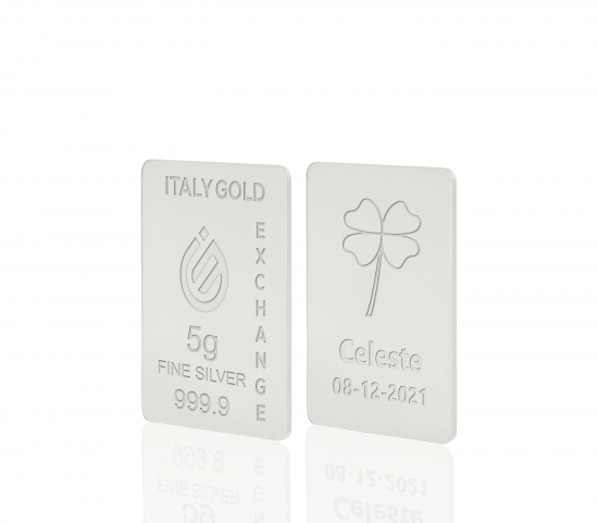 Lingou de Argint Pur Trifoi cu Patru Foi amulet norocos 5 g. IGE GOLD