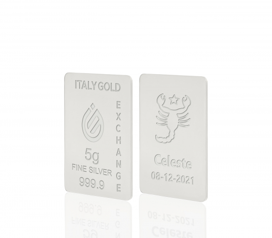 Lingote de Plata Pura 5 gr. signo del zodíaco escorpio IGE GOLD