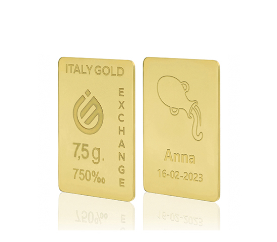 Gold ingots Star Signs - Aquarius - 18Kt - 7,5gr IGE GOLD