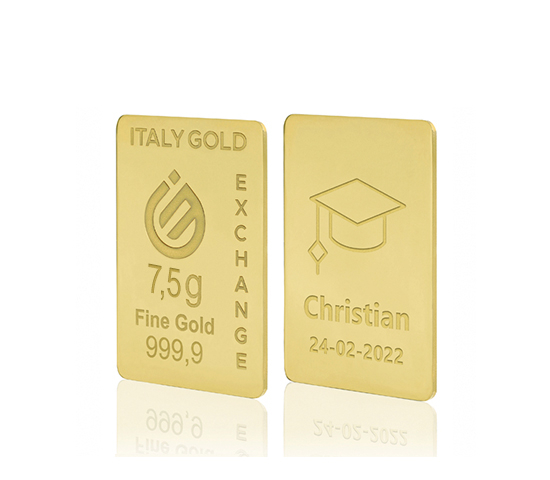 Lingotto Oro 24Kt da 7,5 gr. per Laurea  IGE GOLD