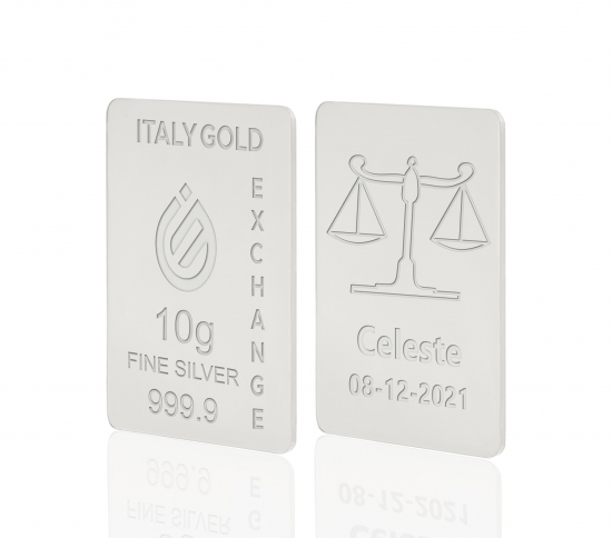 Reines Waage Tierkreiszeichen Silberbarren aus 10 g IGE GOLD
