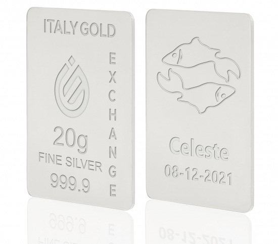Lingou de Argint Pur semn zodiacal Pești 20 g. IGE GOLD