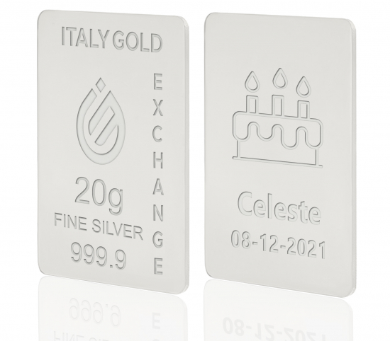 Lingotto Argento Puro 20 gr. per Compleanno  IGE GOLD