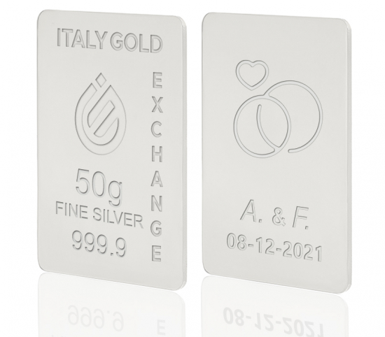 Lingotto Argento Puro 50 gr. per Matrimonio  IGE GOLD