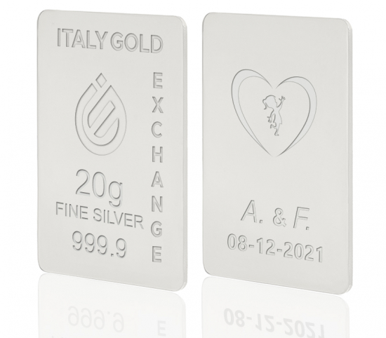 Lingou de Argint Pur cadou pentru Căsătorie de 20 g. IGE GOLD