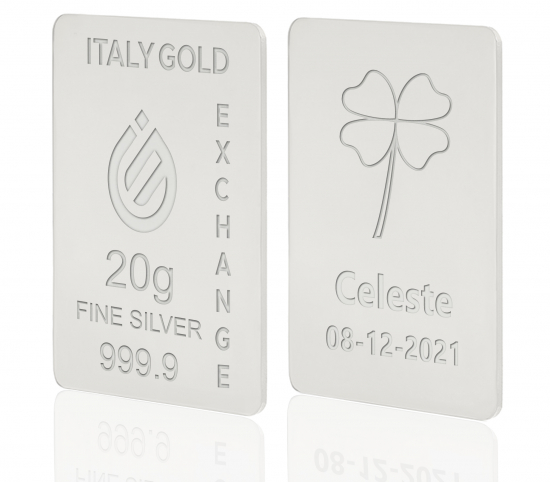 Reines Glückbringer-Kleeblatt Silberbarren aus 20 g IGE GOLD