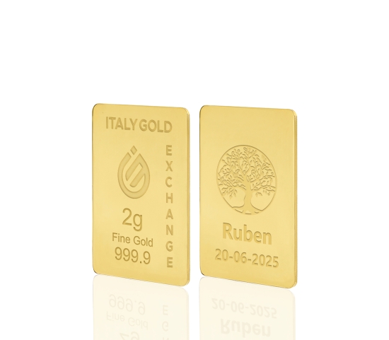 Lingou de Aur Copac amulet norocos 24 K de 2 g. IGE GOLD