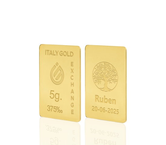 Lingou de Aur Copac amulet norocos 9 K de 5 g. IGE GOLD
