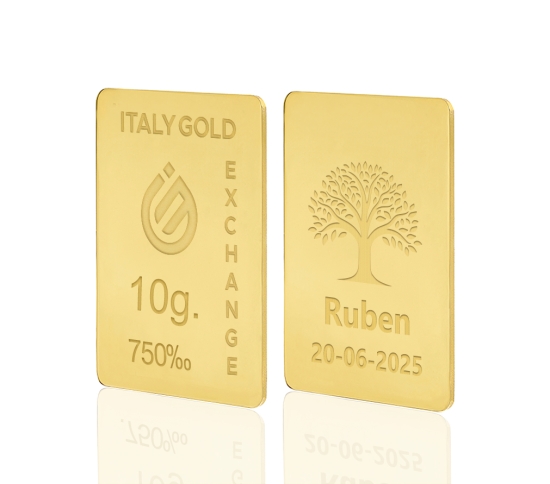 Lingou de Aur Copac amulet norocos 18 K de 10 g. IGE GOLD