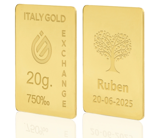 Lingote de Oro Lucky Tree de 18 Kt de 20 g. IGE GOLD