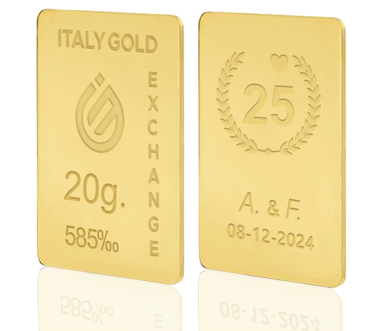 Gold ingot gift for Wedding Anniversary  - 14Kt - 20gr IGE GOLD