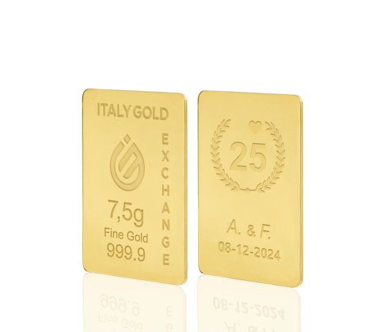 Lingotto Oro 24Kt da 7,5 gr. per Anniversario di matrimonio IGE GOLD