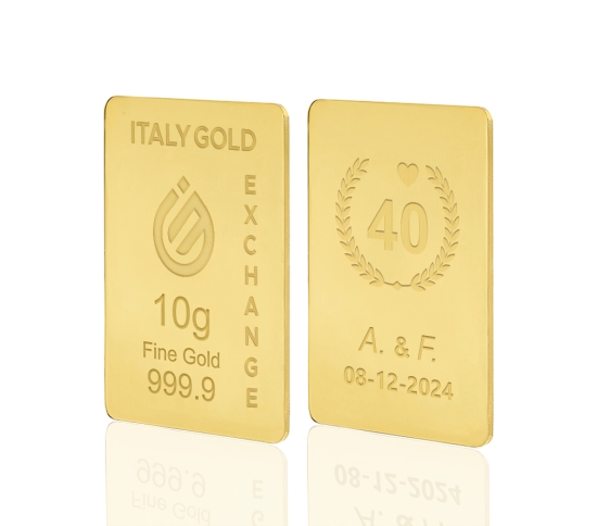 Lingote de oro de 24 quilates de 10 g. para aniversario de bodas IGE GOLD