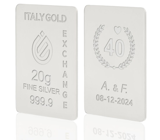 Sztabka Czyste Srebro 20 gr. w prezencie na Rocznice ślubu IGE GOLD