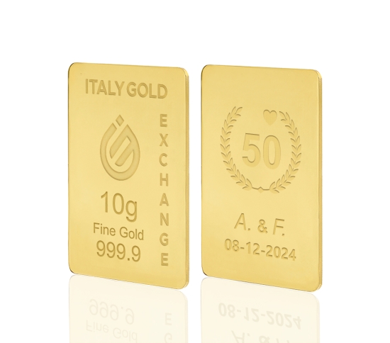 Lingote de oro de 24 quilates de 10 g. para aniversario de bodas IGE GOLD