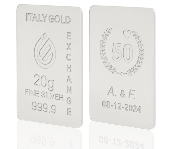 Lingou de Argint Pur cadou pentru Aniversare 50 ani de Căsătorie de 20 g. IGE GOLD
