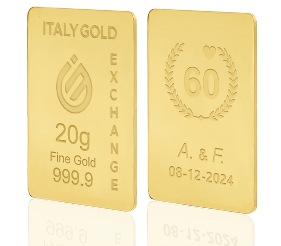 Lingotto Oro 24Kt da 20 gr. per Anniversario di matrimonio IGE GOLD